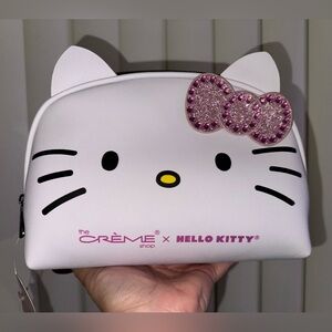 NWT The Crème Shop x Hello Kitty Pink Glitter Bow Cosmetic Bag